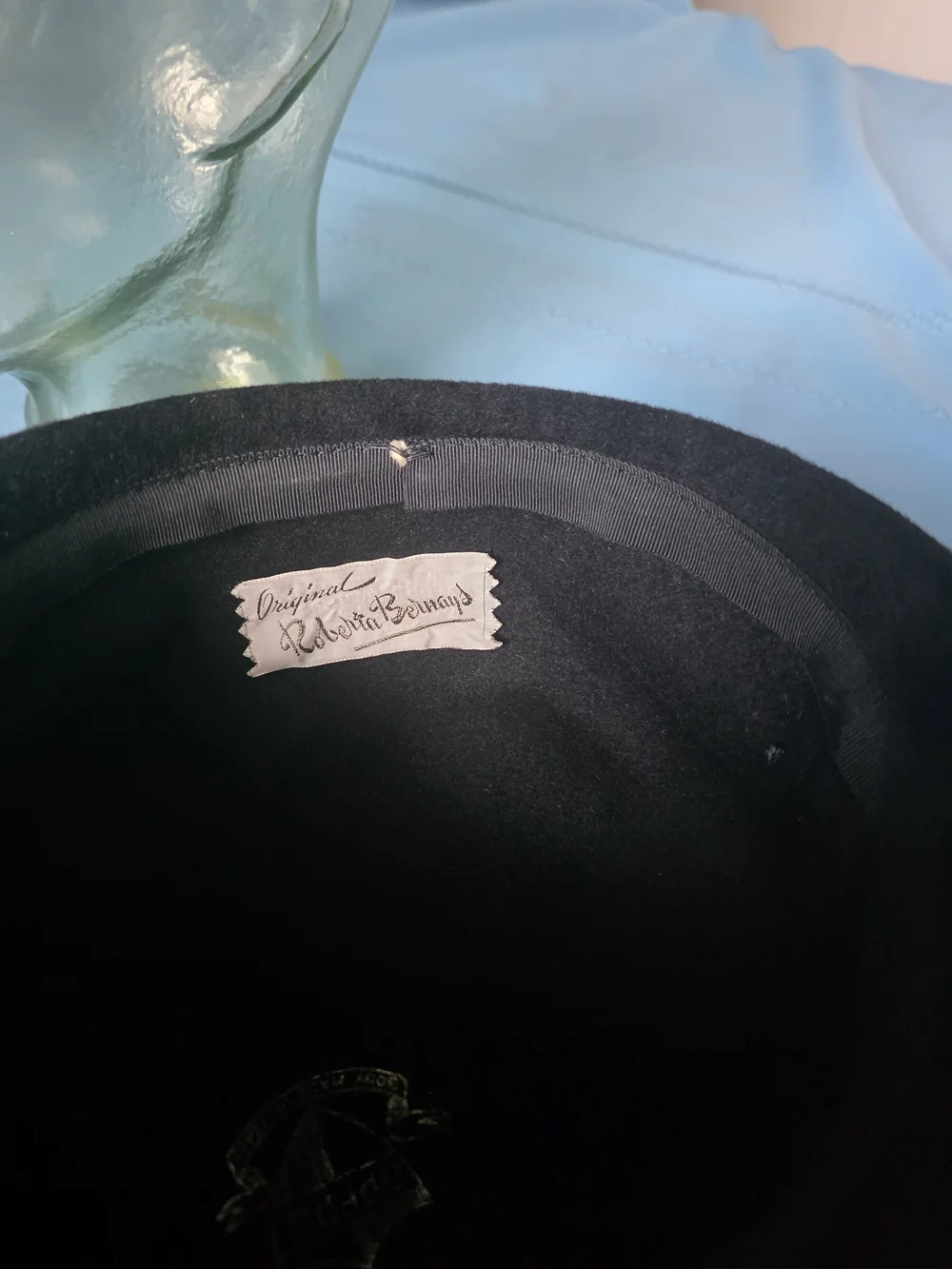 VTG 1950s Roberta Bernays Black Velour Feather Tilt Hat Italian Opera Body